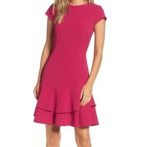 Eliza J Berry Pink Stretch ruffle crepe sheath dress size 16